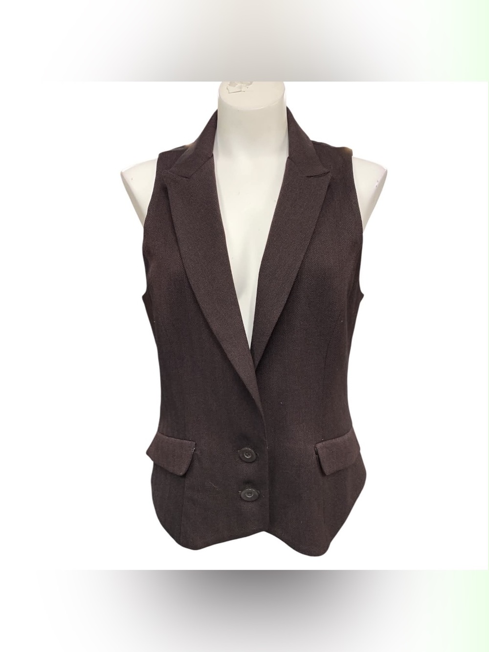 Oasis Brown Tailored Sleeveless Vest Size L